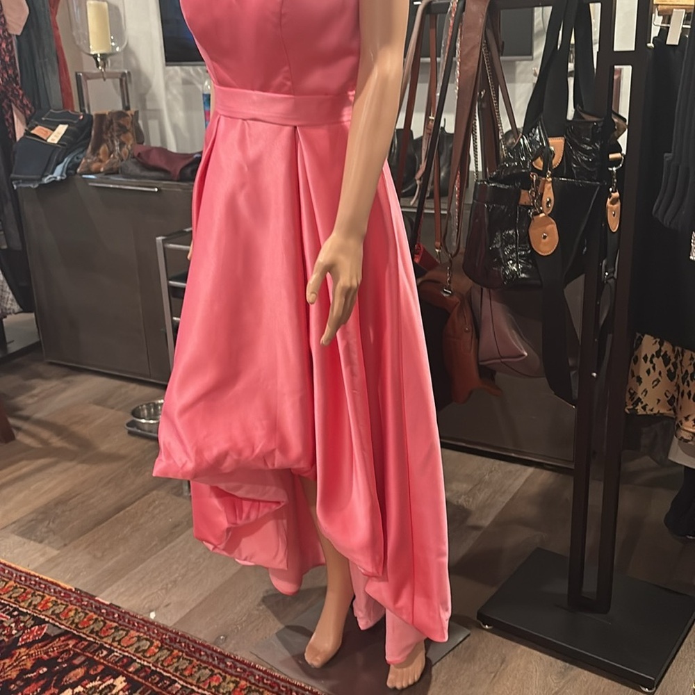 Formal dress, Strapless Hi low , pink satin bridesmaid - Picture 4 of 10